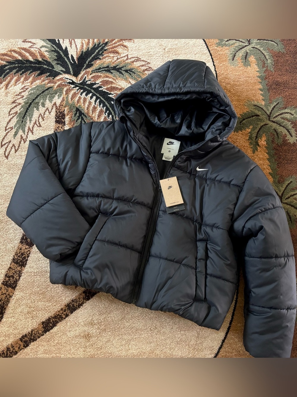 Nike Sportswear Puffer Therma-FIT Loose Hooded Jacket Black Women's L Large NEW
